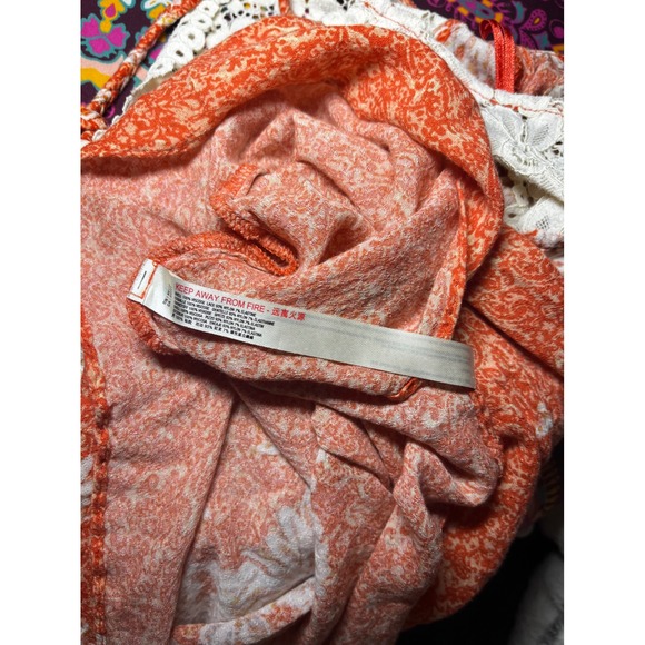 Free People Morning Sun Floral Lace Trim V Neck Mini Slip Dress Coral White Sz S - Picture 7 of 8